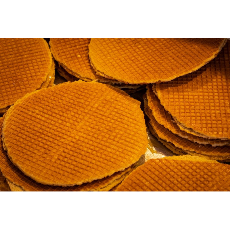 Stroopwafel per vijf verpakt, ambachtelijk gebakken, weinig eiwitten