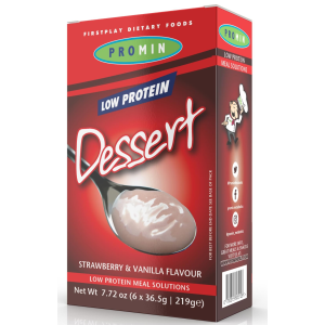 Promin aardbei en vanille dessert