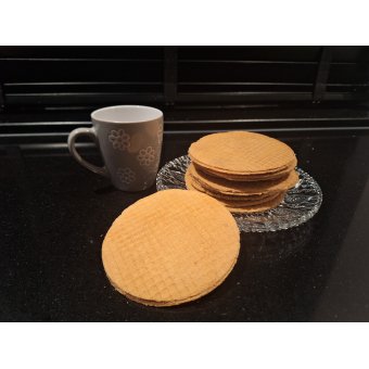 Stroopwafel per vijf verpakt, ambachtelijk gebakken, weinig eiwitten